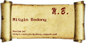 Mityin Bodony névjegykártya